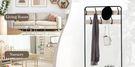 CARLA HOME Hall Tree Coat Rack with Bench - 8 Hooks - Brown - Rustic - Garment Rack Tyack eCommerce Solutions