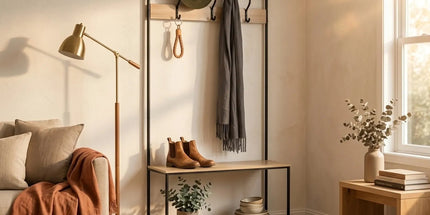 CARLA HOME Hall Tree Coat Rack with Bench - 8 Hooks - Brown - Rustic - Garment Rack Tyack eCommerce Solutions