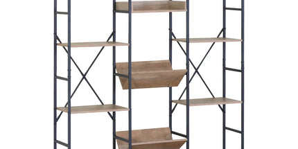 CARLA HOME 12 - Shelf Bookcase - Wood Metal Display Shelf - Brown - Rustic - Steel Tyack eCommerce Solutions