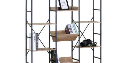 CARLA HOME 12 - Shelf Bookcase - Wood Metal Display Shelf - Brown - Rustic - Steel Tyack eCommerce Solutions
