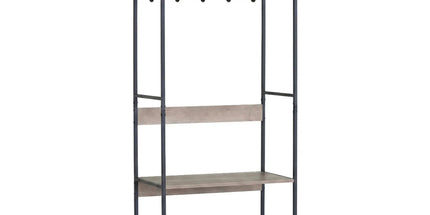 CARLA HOME Freestanding Garment Rack - 5 Hooks 4 Shelves - Brown - Rustic - Steel Tyack eCommerce Solutions