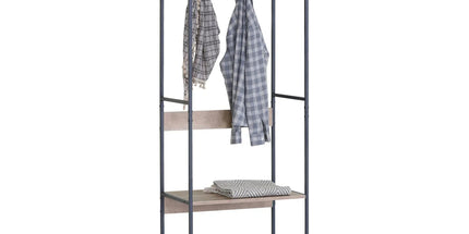 CARLA HOME Freestanding Garment Rack - 5 Hooks 4 Shelves - Brown - Rustic - Steel Tyack eCommerce Solutions