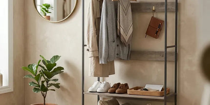 CARLA HOME Freestanding Clothes Rack with Shelves - Grey - 175 cm - Clothing Rack Tyack eCommerce Solutions