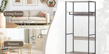 CARLA HOME Freestanding Clothes Rack with Shelves - Grey - 175 cm - Clothing Rack Tyack eCommerce Solutions