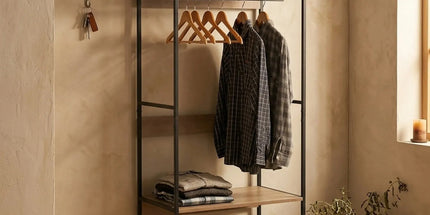 CARLA HOME Freestanding Clothes Rack with Shelves - Grey - 175 cm - Clothing Rack Tyack eCommerce Solutions