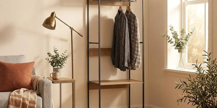CARLA HOME Freestanding Clothes Rack with Shelves - Grey - 175 cm - Clothing Rack Tyack eCommerce Solutions