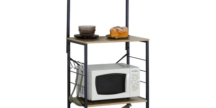 CARLA HOME 4 Tier Bakers Rack Microwave Stand - Oak Finish - Brown - Kitchen Rack Tyack eCommerce Solutions