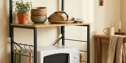 CARLA HOME 4 Tier Bakers Rack Microwave Stand - Oak Finish - Brown - Kitchen Rack Tyack eCommerce Solutions