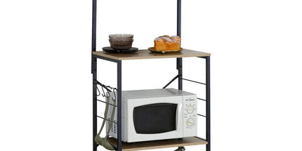 CARLA HOME 4 Tier Bakers Rack Microwave Stand - Oak Finish - Brown - Kitchen Rack Tyack eCommerce Solutions