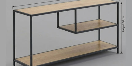 CARLA HOME Industrial Console Table - 3 Shelf Open Storage - Brown - Commodity Shelf Tyack eCommerce Solutions