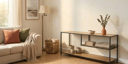 CARLA HOME Industrial Console Table - 3 Shelf Open Storage - Brown - Commodity Shelf Tyack eCommerce Solutions