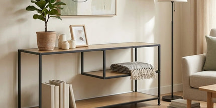 CARLA HOME Industrial Console Table - 3 Shelf Open Storage - Brown - Commodity Shelf Tyack eCommerce Solutions