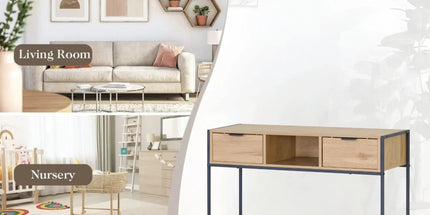 CARLA HOME Console Table with 2 Drawers - Open Shelf - Brown - Console Cabinet - Rustic Tyack eCommerce Solutions