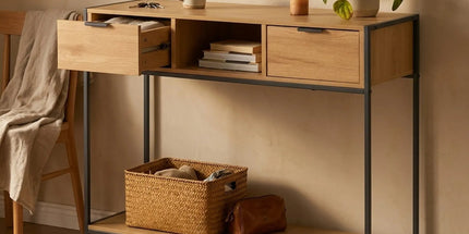 CARLA HOME Console Table with 2 Drawers - Open Shelf - Brown - Console Cabinet - Rustic Tyack eCommerce Solutions
