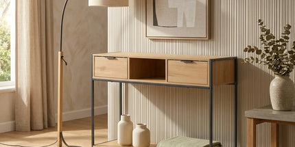 CARLA HOME Console Table with 2 Drawers - Open Shelf - Brown - Console Cabinet - Rustic Tyack eCommerce Solutions
