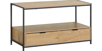 CARLA HOME Coffee Table with 2 Drawers - Open Shelf - Brown - Rustic - Steel - Living Room Bedroom Tyack eCommerce Solutions