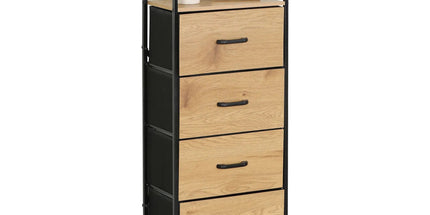 CARLA HOME 4 Drawer Tallboy Storage Cabinet - Brown - Rustic - Steel - Chest Drawers Tallboy Tyack eCommerce Solutions