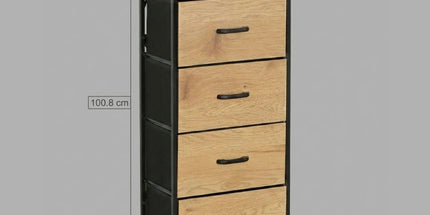 CARLA HOME 4 Drawer Tallboy Storage Cabinet - Brown - Rustic - Steel - Chest Drawers Tallboy Tyack eCommerce Solutions