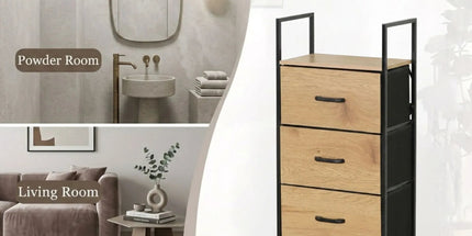 CARLA HOME 4 Drawer Tallboy Storage Cabinet - Brown - Rustic - Steel - Chest Drawers Tallboy Tyack eCommerce Solutions