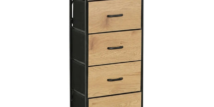 CARLA HOME 4 Drawer Tallboy Storage Cabinet - Brown - Rustic - Steel - Chest Drawers Tallboy Tyack eCommerce Solutions
