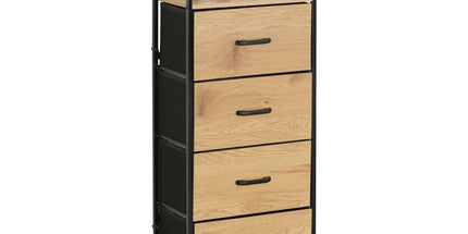 CARLA HOME 4 Drawer Tallboy Storage Cabinet - Brown - Rustic - Steel - Chest Drawers Tallboy Tyack eCommerce Solutions