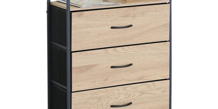 CARLA HOME 3 Drawer Tallboy Large Storage Cabinet - Brown - Rustic - Steel - Chest Drawers Tallboy Tyack eCommerce Solutions