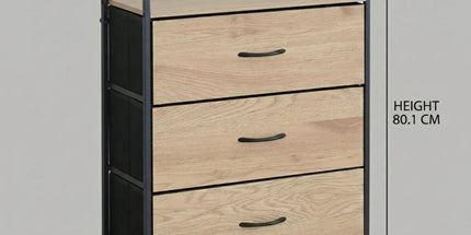 CARLA HOME 3 Drawer Tallboy Large Storage Cabinet - Brown - Rustic - Steel - Chest Drawers Tallboy Tyack eCommerce Solutions