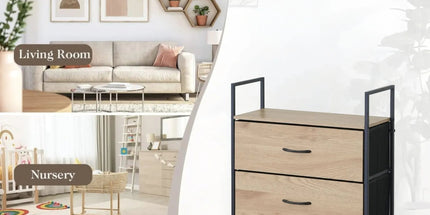 CARLA HOME 3 Drawer Tallboy Large Storage Cabinet - Brown - Rustic - Steel - Chest Drawers Tallboy Tyack eCommerce Solutions