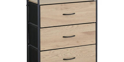 CARLA HOME 3 Drawer Tallboy Large Storage Cabinet - Brown - Rustic - Steel - Chest Drawers Tallboy Tyack eCommerce Solutions