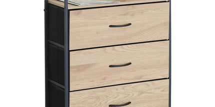 CARLA HOME 3 Drawer Tallboy Large Storage Cabinet - Brown - Rustic - Steel - Chest Drawers Tallboy Tyack eCommerce Solutions