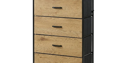 CARLA HOME 4 Drawer Tallboy Large Storage Cabinet - Brown - Rustic - Steel - Chest Drawers Tallboy Tyack eCommerce Solutions
