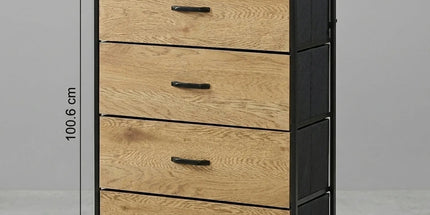 CARLA HOME 4 Drawer Tallboy Large Storage Cabinet - Brown - Rustic - Steel - Chest Drawers Tallboy Tyack eCommerce Solutions
