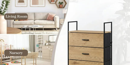 CARLA HOME 4 Drawer Tallboy Large Storage Cabinet - Brown - Rustic - Steel - Chest Drawers Tallboy Tyack eCommerce Solutions