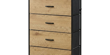 CARLA HOME 4 Drawer Tallboy Large Storage Cabinet - Brown - Rustic - Steel - Chest Drawers Tallboy Tyack eCommerce Solutions