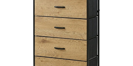 CARLA HOME 4 Drawer Tallboy Large Storage Cabinet - Brown - Rustic - Steel - Chest Drawers Tallboy Tyack eCommerce Solutions