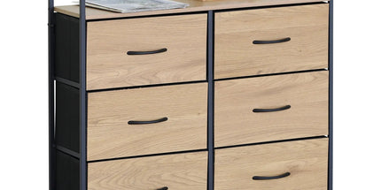 CARLA HOME 6 Drawer Tallboy Large Storage Cabinet - Brown - Rustic - Steel - Chest Drawers Tallboy Tyack eCommerce Solutions