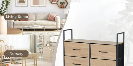 CARLA HOME 6 Drawer Tallboy Large Storage Cabinet - Brown - Rustic - Steel - Chest Drawers Tallboy Tyack eCommerce Solutions