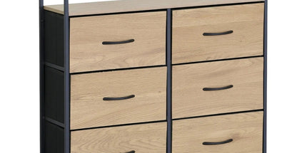 CARLA HOME 6 Drawer Tallboy Large Storage Cabinet - Brown - Rustic - Steel - Chest Drawers Tallboy Tyack eCommerce Solutions