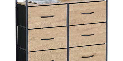 CARLA HOME 6 Drawer Tallboy Large Storage Cabinet - Brown - Rustic - Steel - Chest Drawers Tallboy Tyack eCommerce Solutions