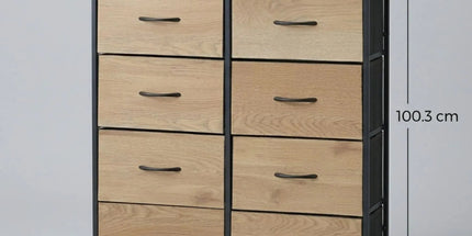 CARLA HOME 8 Drawer Tallboy Large Storage Cabinet - Brown - Rustic - Steel - Chest Drawers Tallboy Tyack eCommerce Solutions
