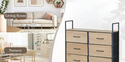 CARLA HOME 8 Drawer Tallboy Large Storage Cabinet - Brown - Rustic - Steel - Chest Drawers Tallboy Tyack eCommerce Solutions