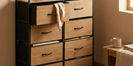 CARLA HOME 8 Drawer Tallboy Large Storage Cabinet - Brown - Rustic - Steel - Chest Drawers Tallboy Tyack eCommerce Solutions