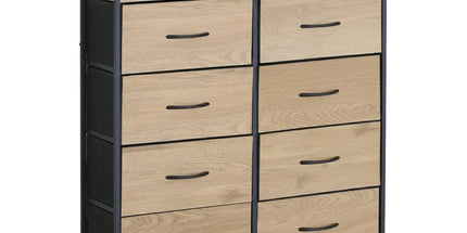 CARLA HOME 8 Drawer Tallboy Large Storage Cabinet - Brown - Rustic - Steel - Chest Drawers Tallboy Tyack eCommerce Solutions