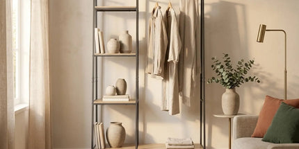 CARLA HOME Freestanding Garment Rack with Shelves - 4 Tier - Brown - Garment Rail Tyack eCommerce Solutions