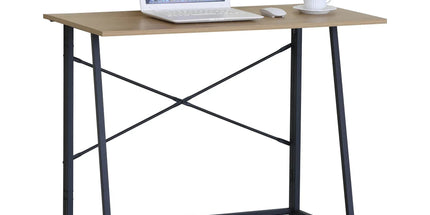 CARLA HOME Foldable Computer Desk - Oak Steel Frame Study Table - Brown - Foldable Desk Tyack eCommerce Solutions