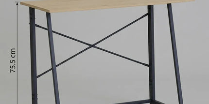 CARLA HOME Foldable Computer Desk - Oak Steel Frame Study Table - Brown - Foldable Desk Tyack eCommerce Solutions
