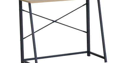 CARLA HOME Foldable Computer Desk - Oak Steel Frame Study Table - Brown - Foldable Desk Tyack eCommerce Solutions