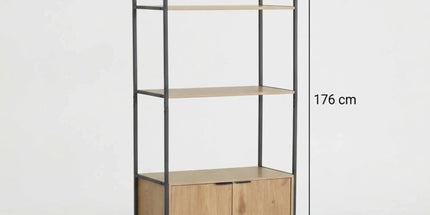CARLA HOME Bookcase with Cabinet - 3 - Tier Display Shelf - Brown - Storage Cabinet Tyack eCommerce Solutions