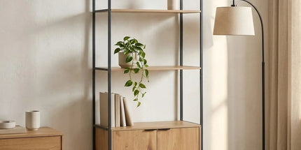 CARLA HOME Bookcase with Cabinet - 3 - Tier Display Shelf - Brown - Storage Cabinet Tyack eCommerce Solutions