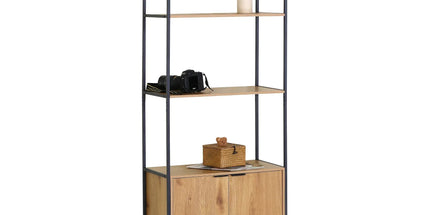 CARLA HOME Bookcase with Cabinet - 3 - Tier Display Shelf - Brown - Storage Cabinet Tyack eCommerce Solutions